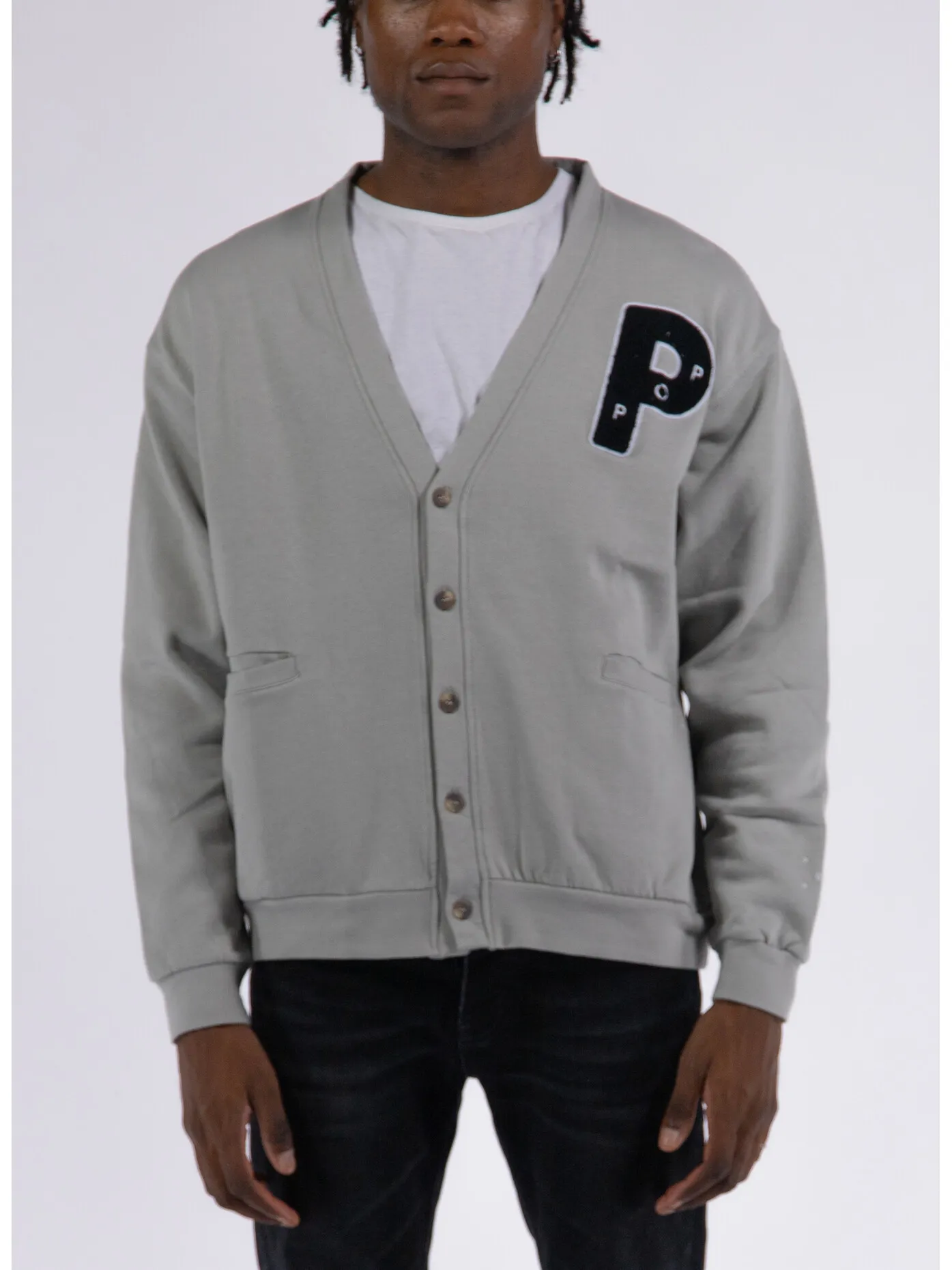     -POP TRADING COMPANY    -CARDIGAN BIG P SWEAT-