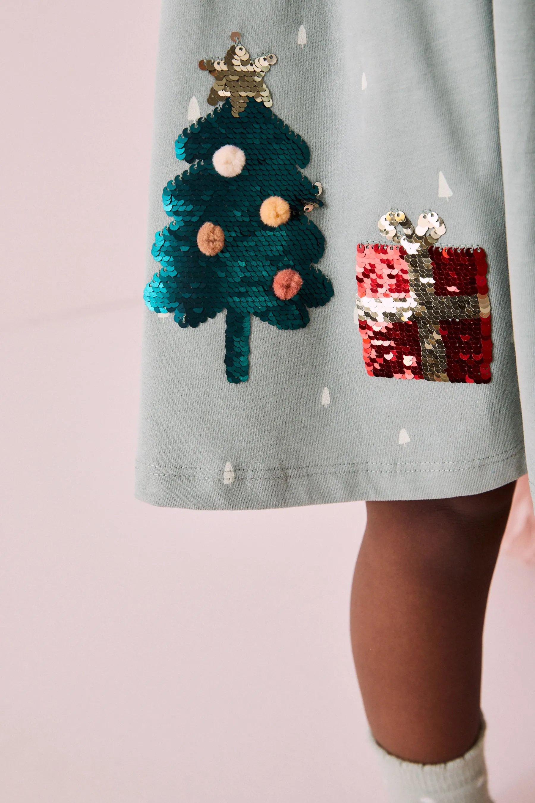 100% Cotton Long Sleeve Jersey Christmas Dress (3mths-7yrs)    