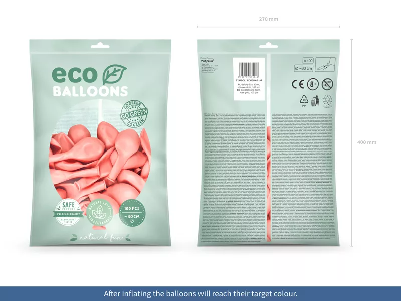 100 palloncini ecologici rosa oro 30cm
