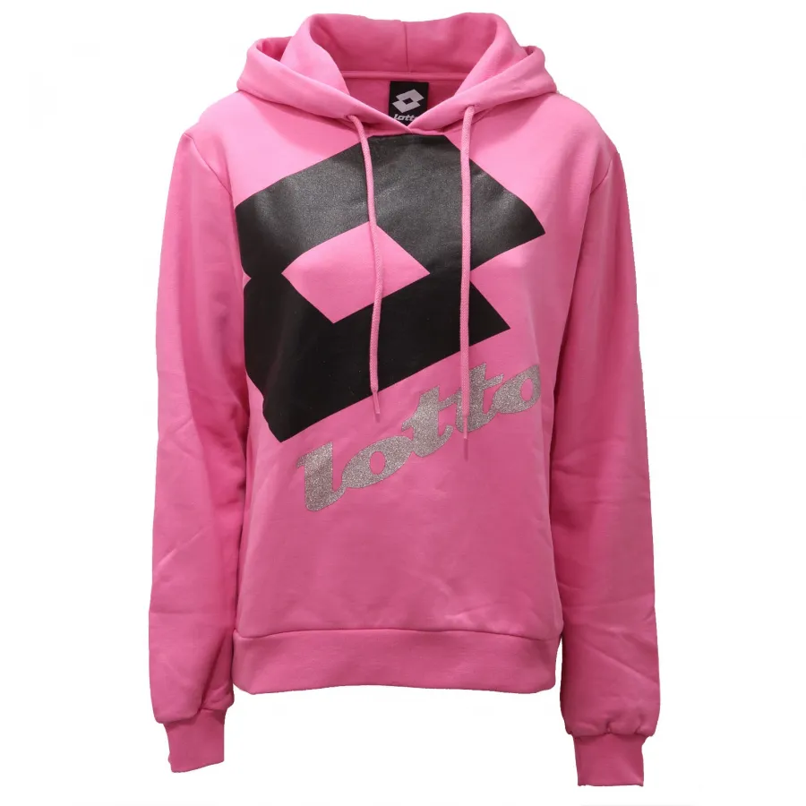3136AE felpa cappuccio donna LOTTO cotton pink print glitter sweatshirt woman