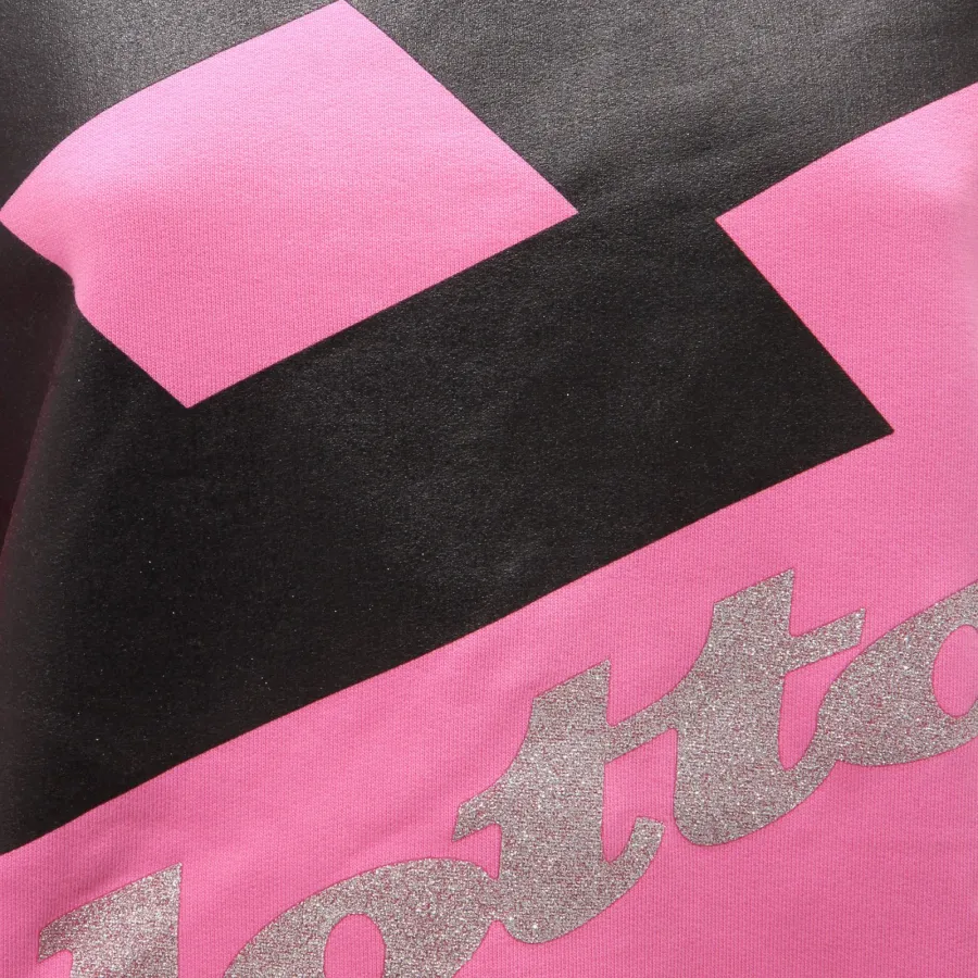 3136AE felpa cappuccio donna LOTTO cotton pink print glitter sweatshirt woman