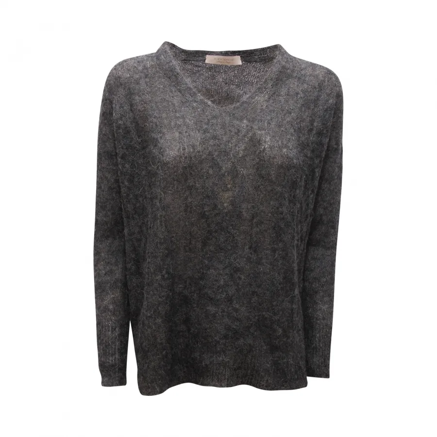 4898AZ MAGLIONE DONNA D.EXTERIOR WOMAN V-NECK WOOL BLEND SWEATER