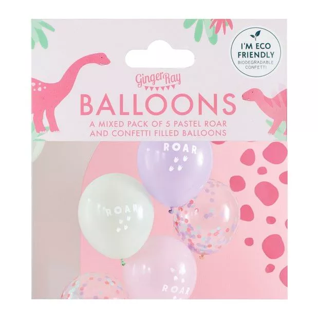 5 palloncini in lattice rosa Dino Pary 30cm