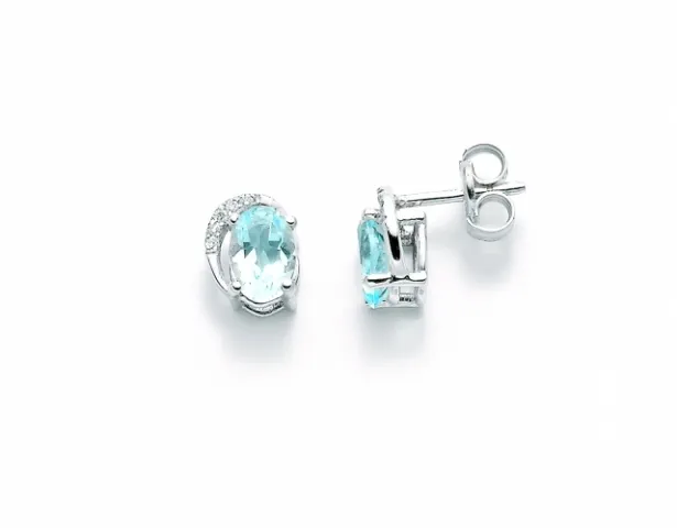 9K White Gold with Diamonds and White Pearls Earrings MILUNA
