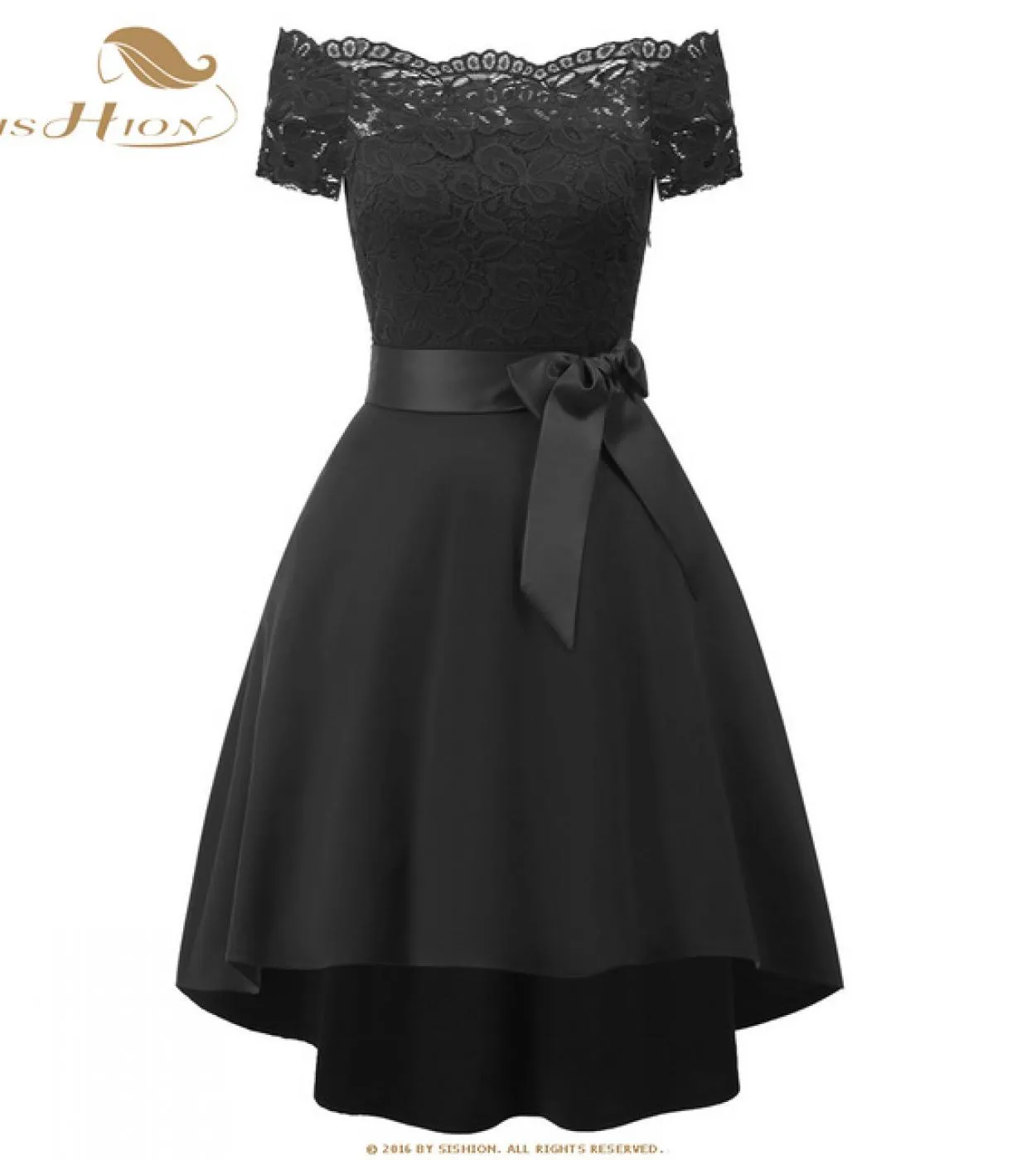 Abiti da festa in pizzo per capodanno da donna Vd0699 Abito elegante da Natale a maniche corte da donna nero bianco rosa blu vio