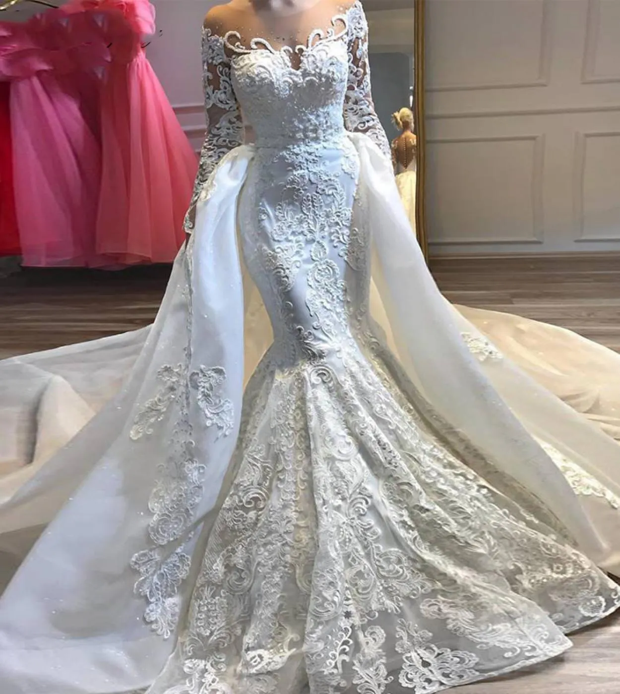 Abiti da sposa con gonna staccabile avorio Serene Hill 2023 Abito da sposa elegante con perline a sirena di lusso Ha2504 Custom