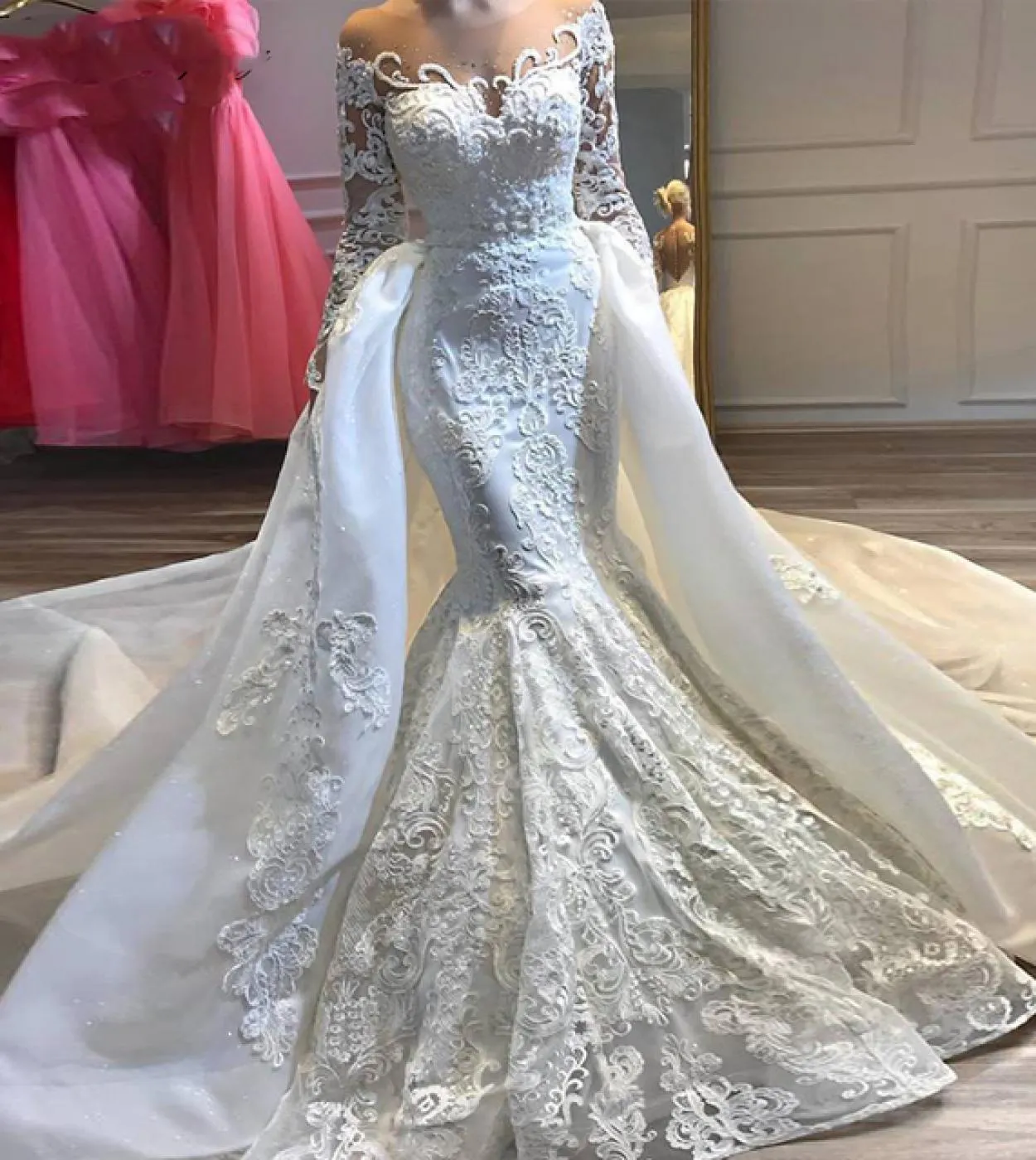 Abiti da sposa con gonna staccabile avorio Serene Hill 2023 Abito da sposa elegante con perline a sirena di lusso Ha2504 Custom