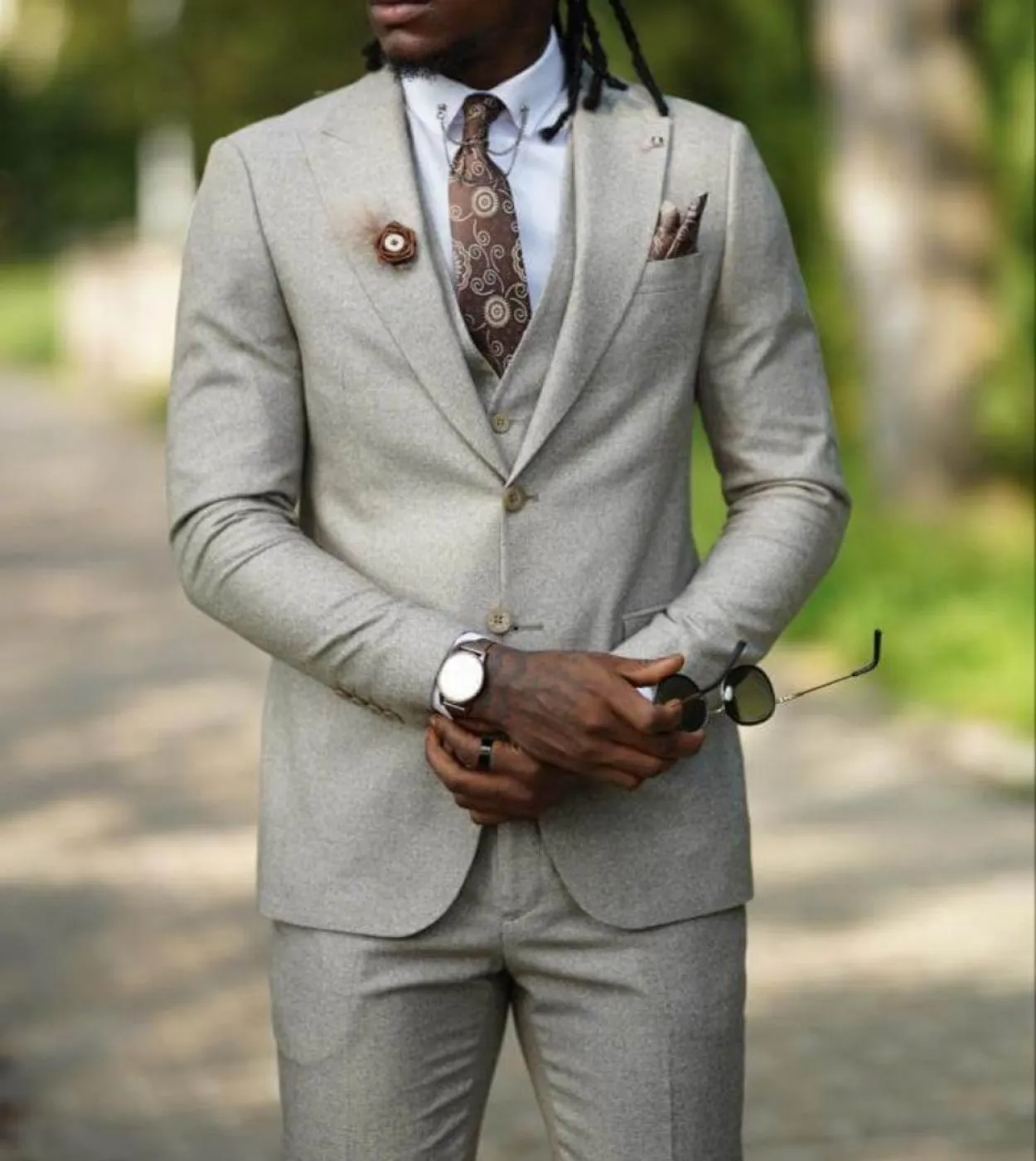 Abiti da uomo in tweed con risvolto a punta formale Abiti da uomo monopetto su misura Slim Fit Smoking da uomo in tre pezzi Cost