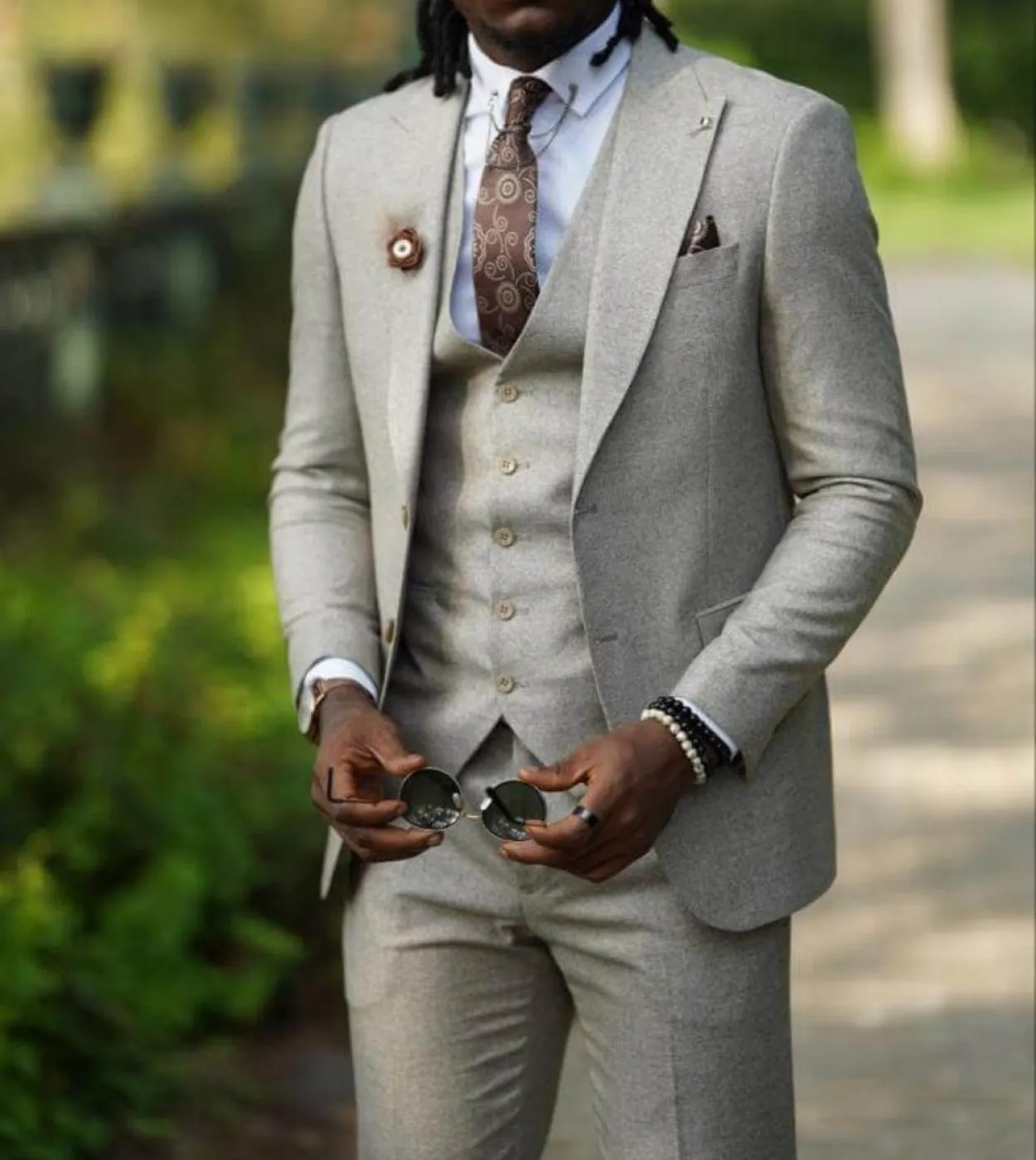 Abiti da uomo in tweed con risvolto a punta formale Abiti da uomo monopetto su misura Slim Fit Smoking da uomo in tre pezzi Cost