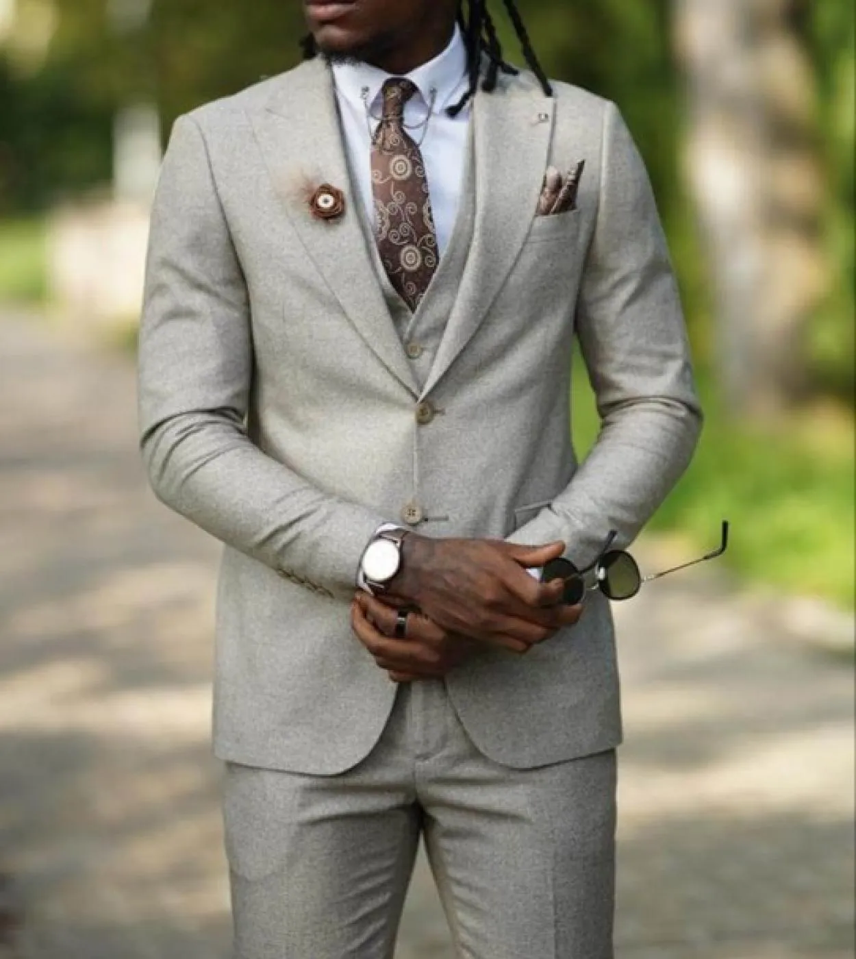 Abiti da uomo in tweed con risvolto a punta formale Abiti da uomo monopetto su misura Slim Fit Smoking da uomo in tre pezzi Cost