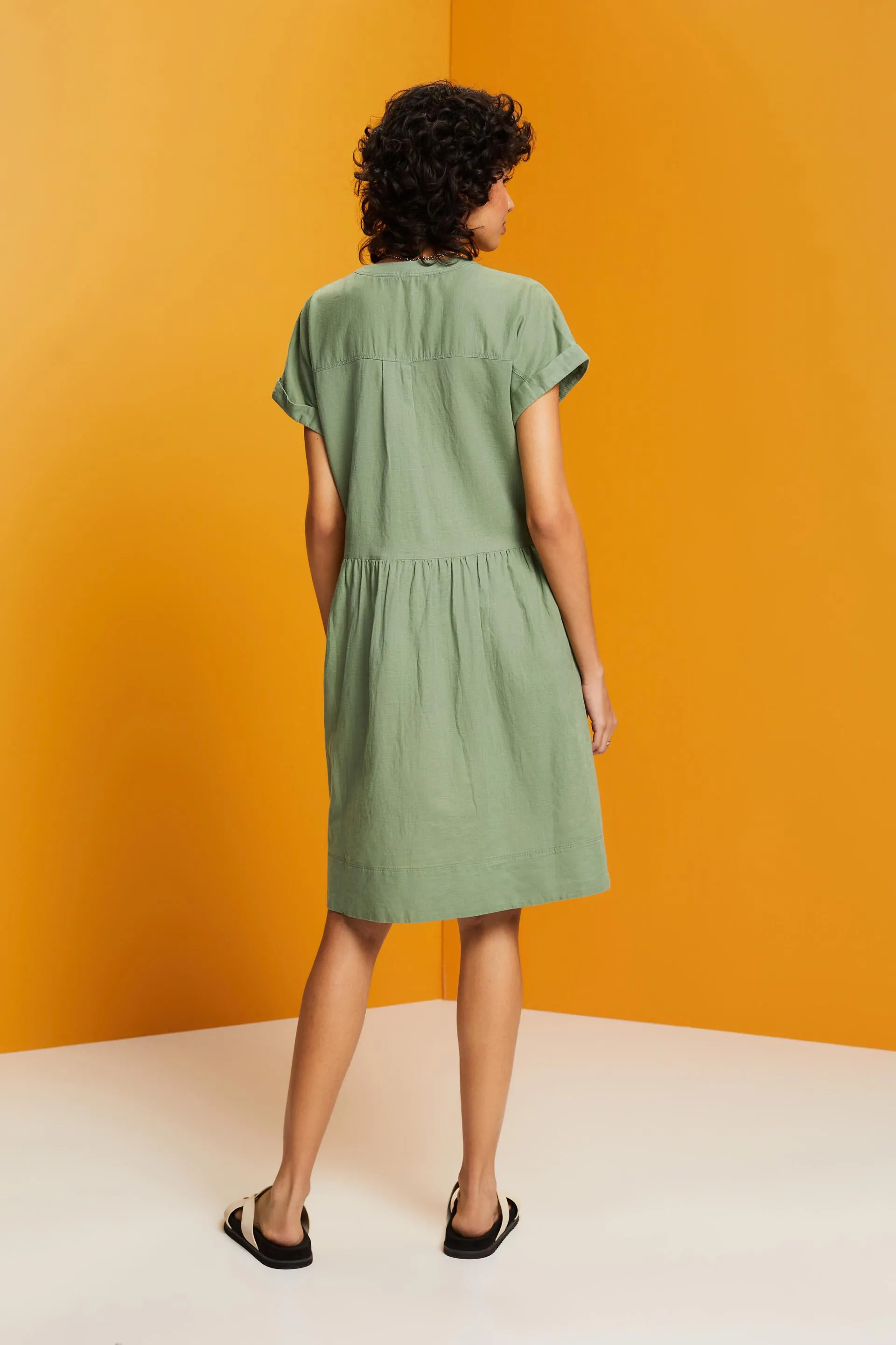 Abito camicia in cotone e lino
