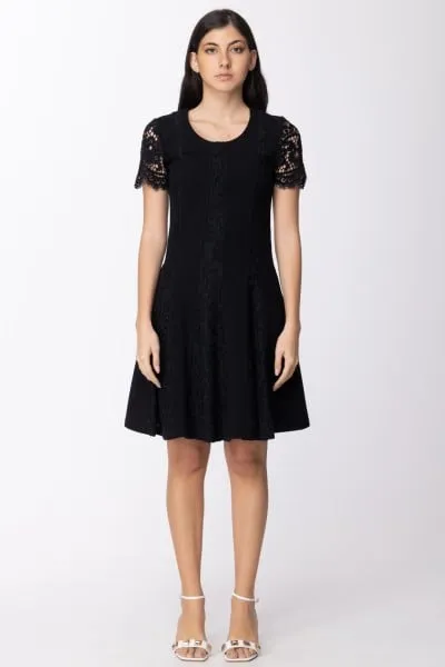 Abito con pizzo macramè Nero