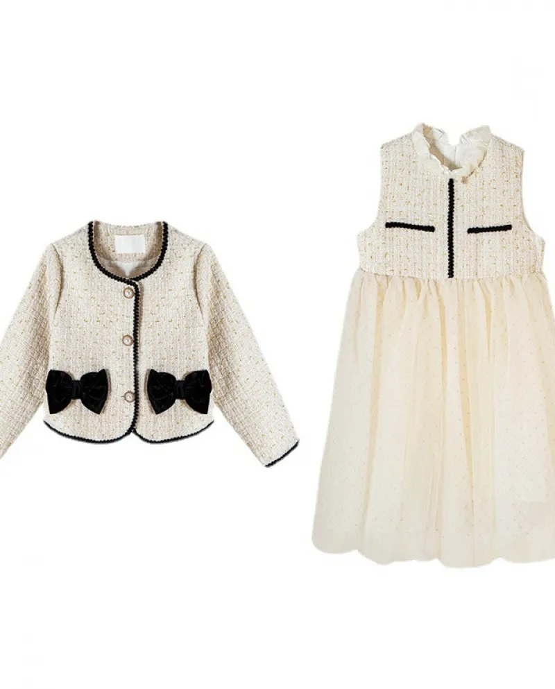 Abito da bambina in autunno e in inverno con gonna in garza