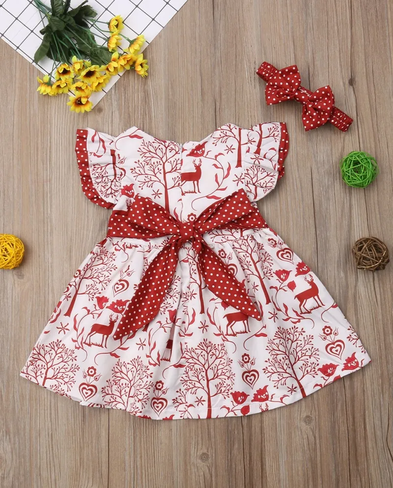 Abito da principessa per ragazza di Natale Abiti per bambini per ragazze Abiti da cerimonia per feste con fiocchi di fiocchi di