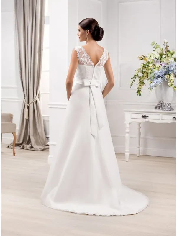 Abito da Sposa Semplice Economico in georgette con corpetto in pizzo elegante