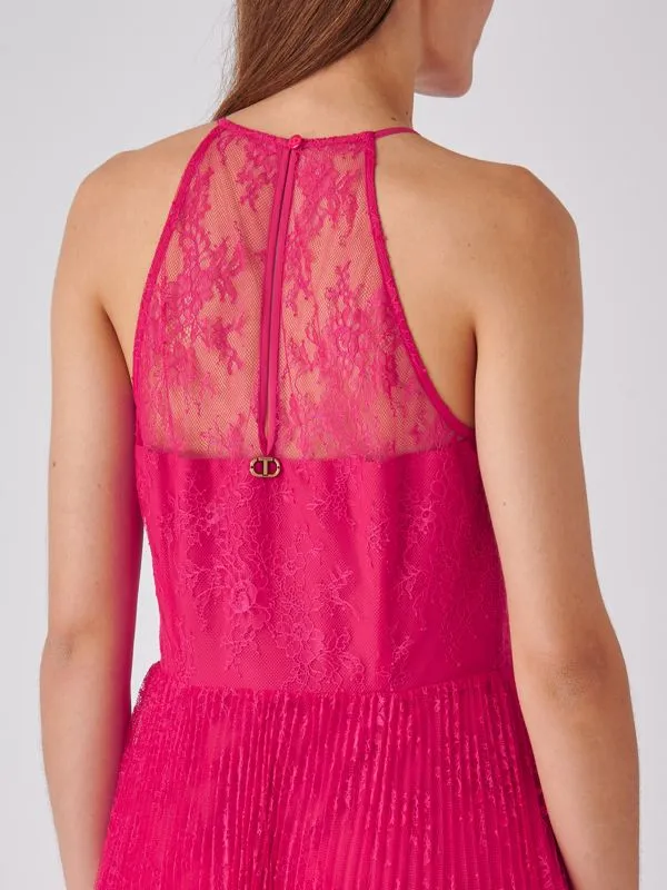 Abito donna Twinset in pizzo plissè Fragola