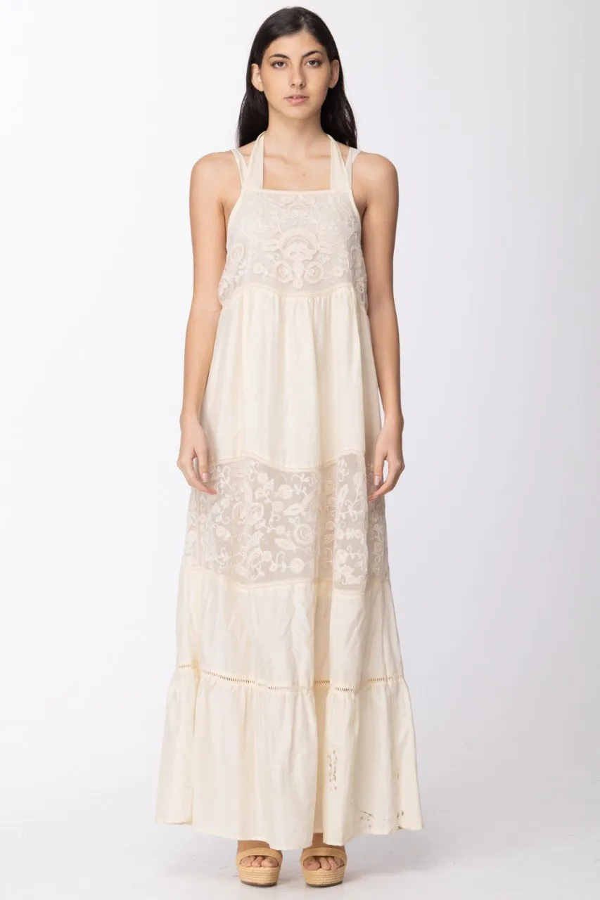 Abito lungo con pizzo ECRU