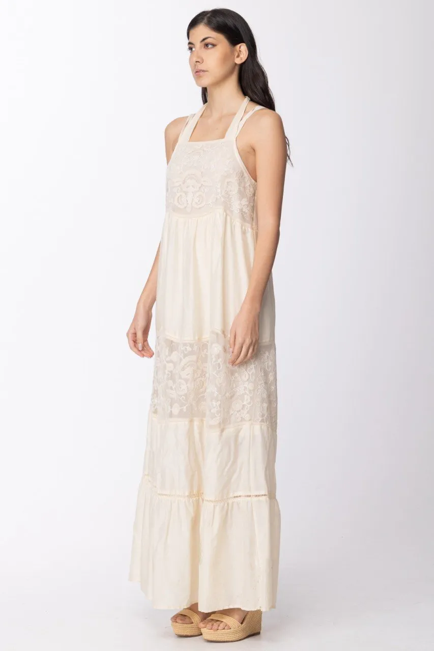 Abito lungo con pizzo ECRU