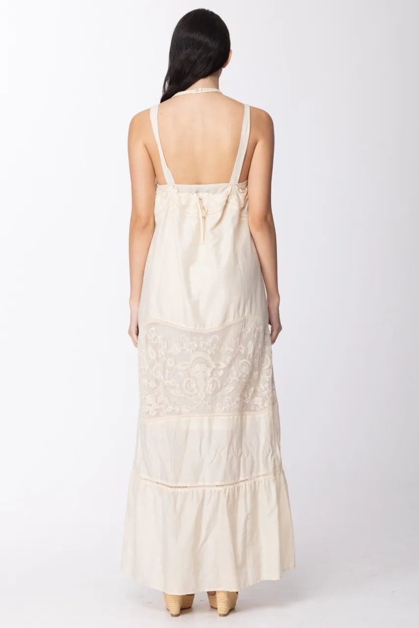 Abito lungo con pizzo ECRU
