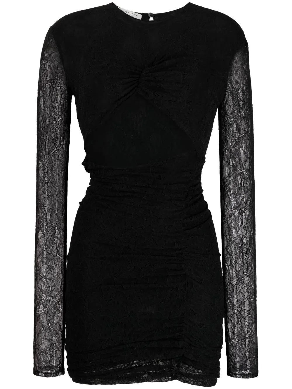 Abito mini con pizzo in nero - donna