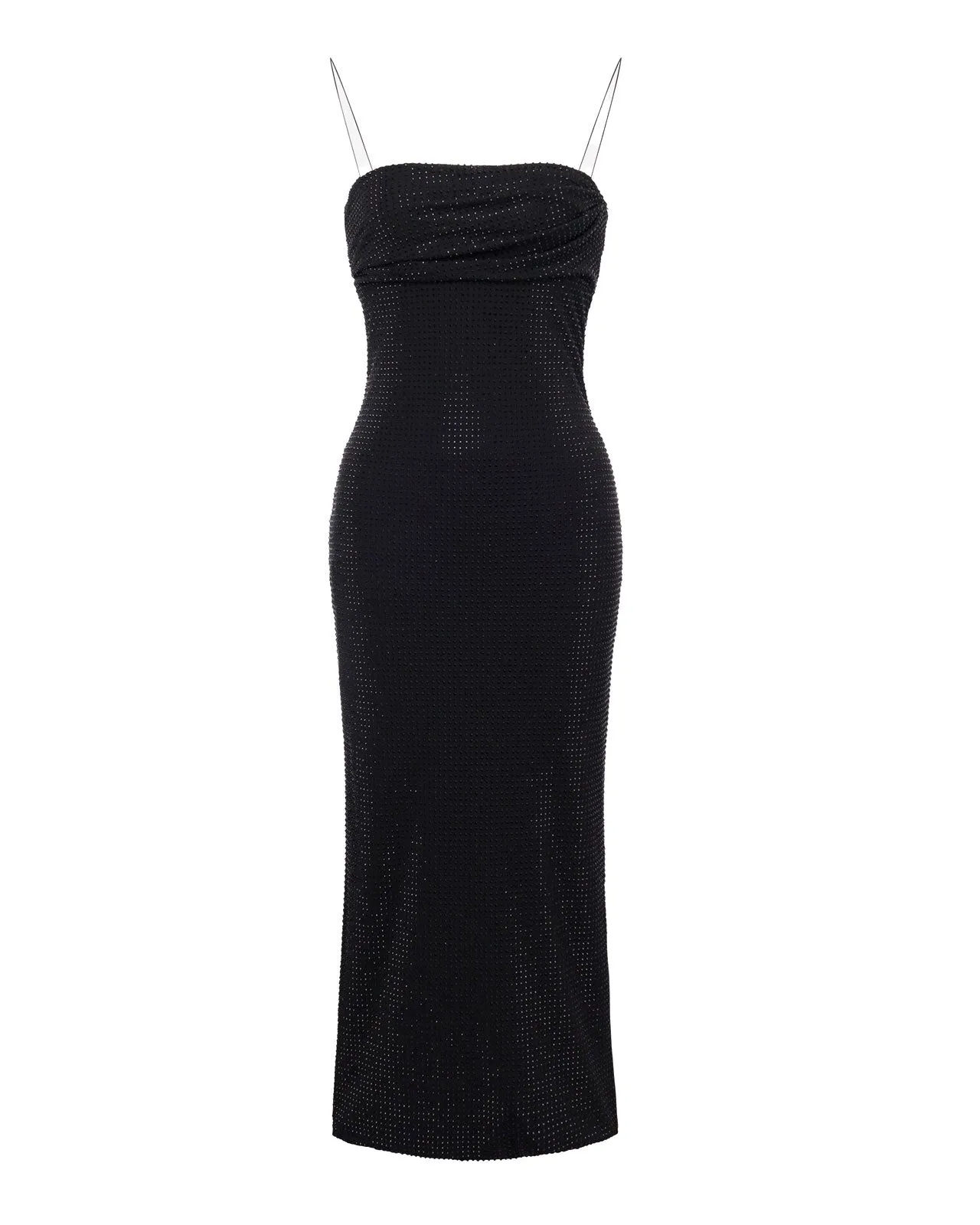 Abito tubino midi strass nero