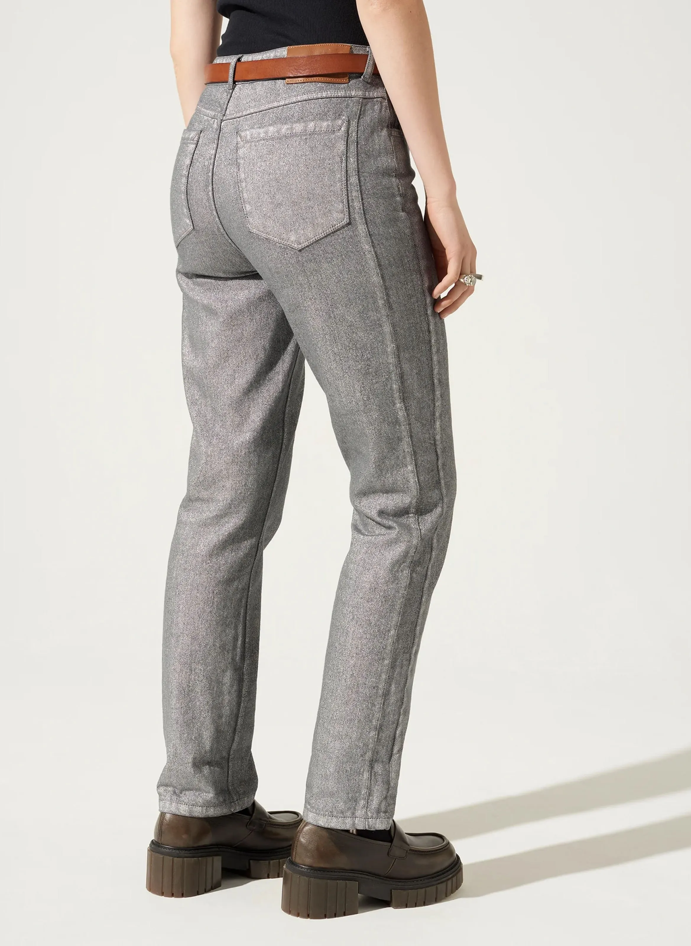  ACOTE   SARA - Jeans slim a vita alta in cotone | Grigio