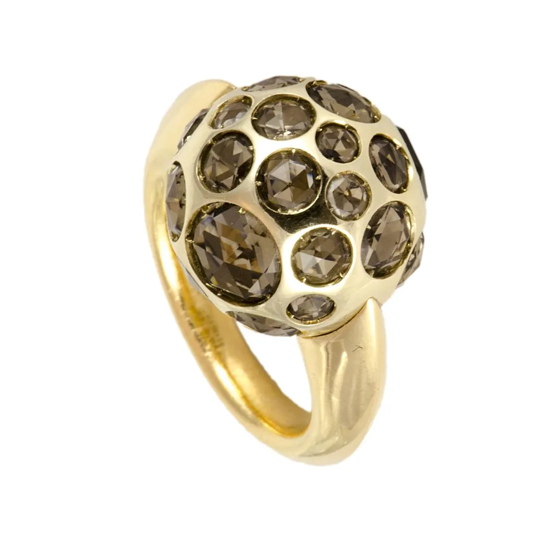 ANELLO HAREM IN ORO  E QUARZO FUMÈ MIS 13