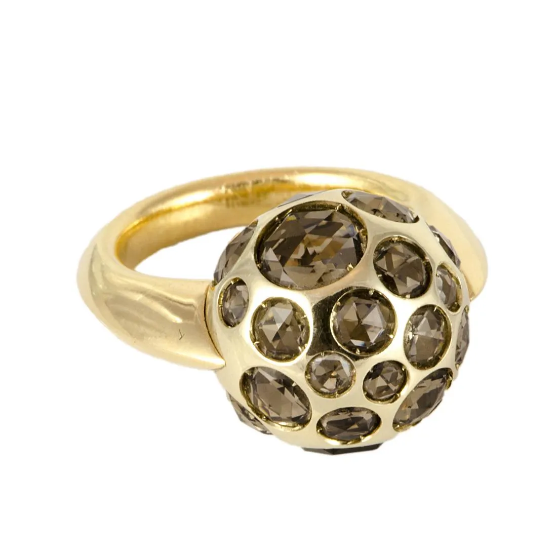 ANELLO HAREM IN ORO  E QUARZO FUMÈ MIS 13