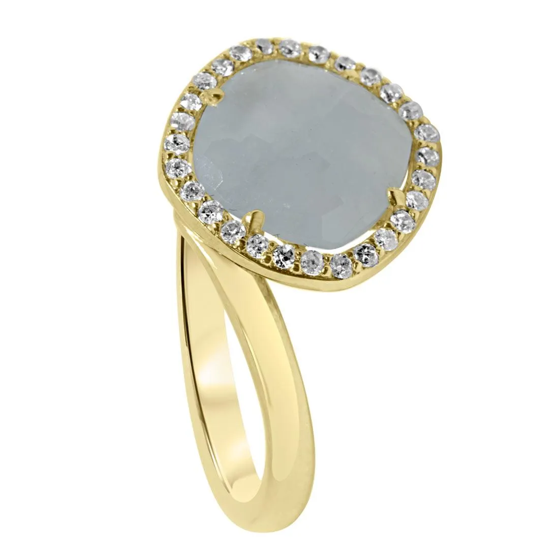 anello in oro giallo con pietra azzurra misura 13