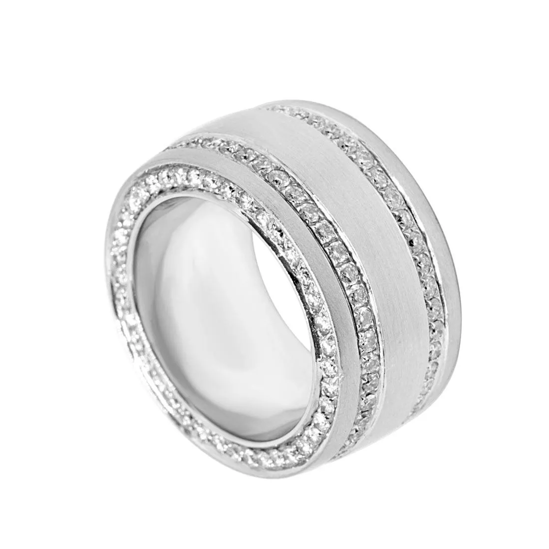 Anello Oro & Co in oro bianco a fascia con diamanti 2.00 ct, mis. 15
