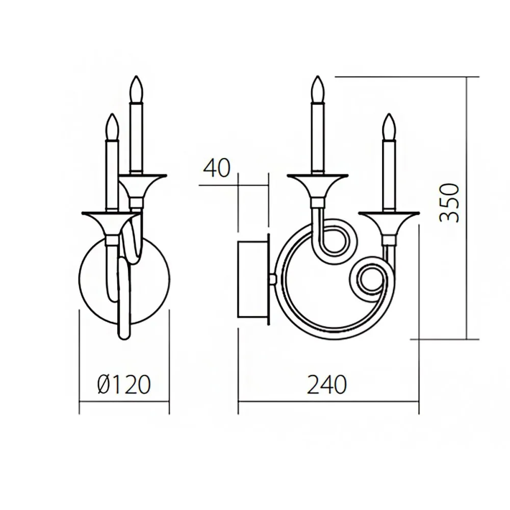 Applique classica Redo group CHATEAU ICH W2 LED 570LM lampada parete modulo led integrato