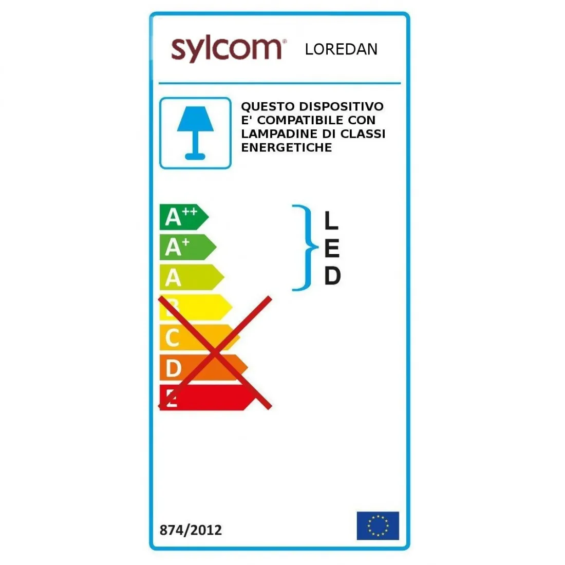 Applique classico Sylcom LOREDAN 1401 E27 LED vetro murano lampada parete