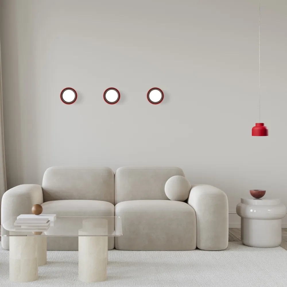 Applique Moderna Led Rosso Magenta Bottone Vivida Lampada Da Parete Soffitto
