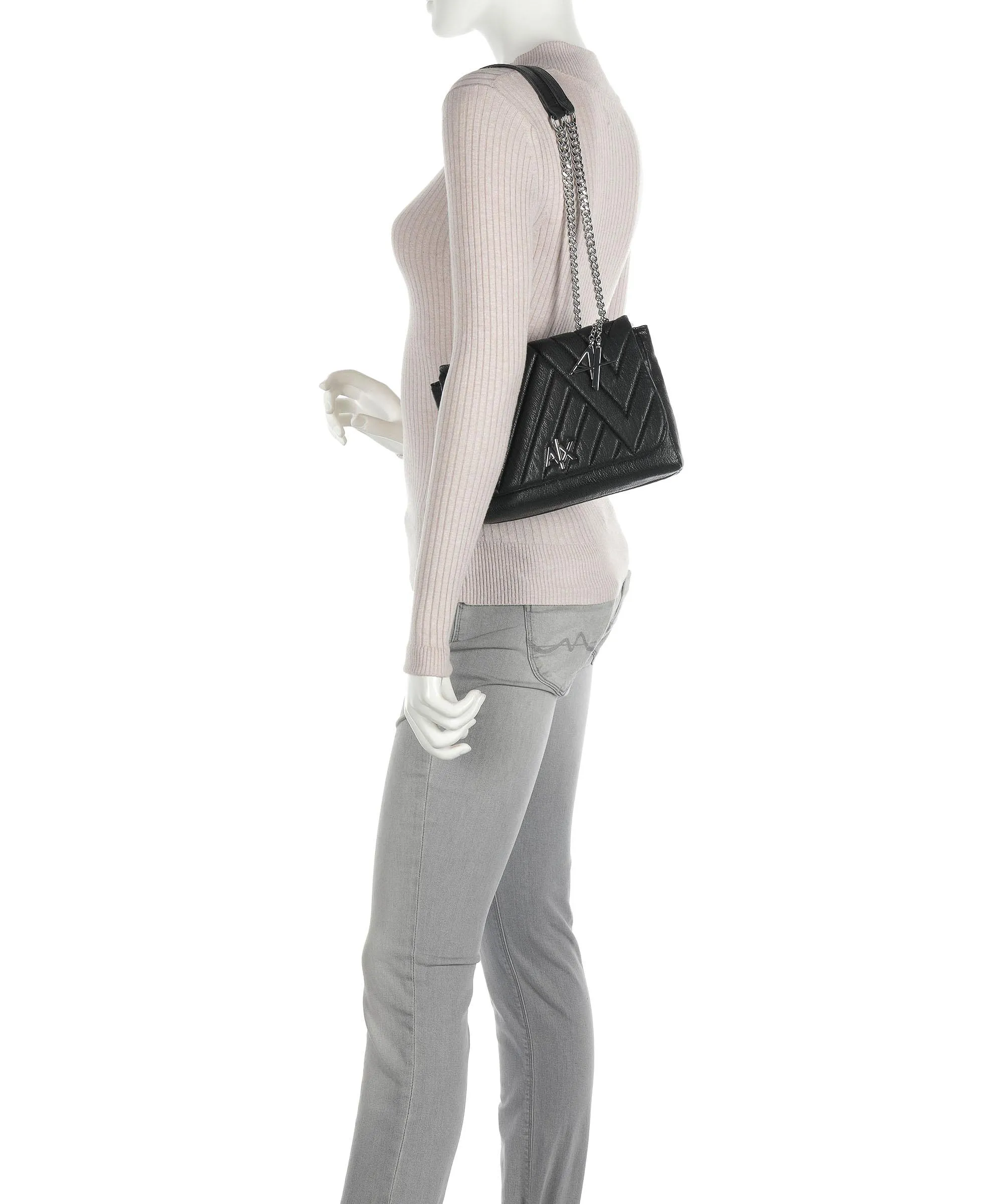  Armani Exchange Borsa a spalla pelle sintetica nero  