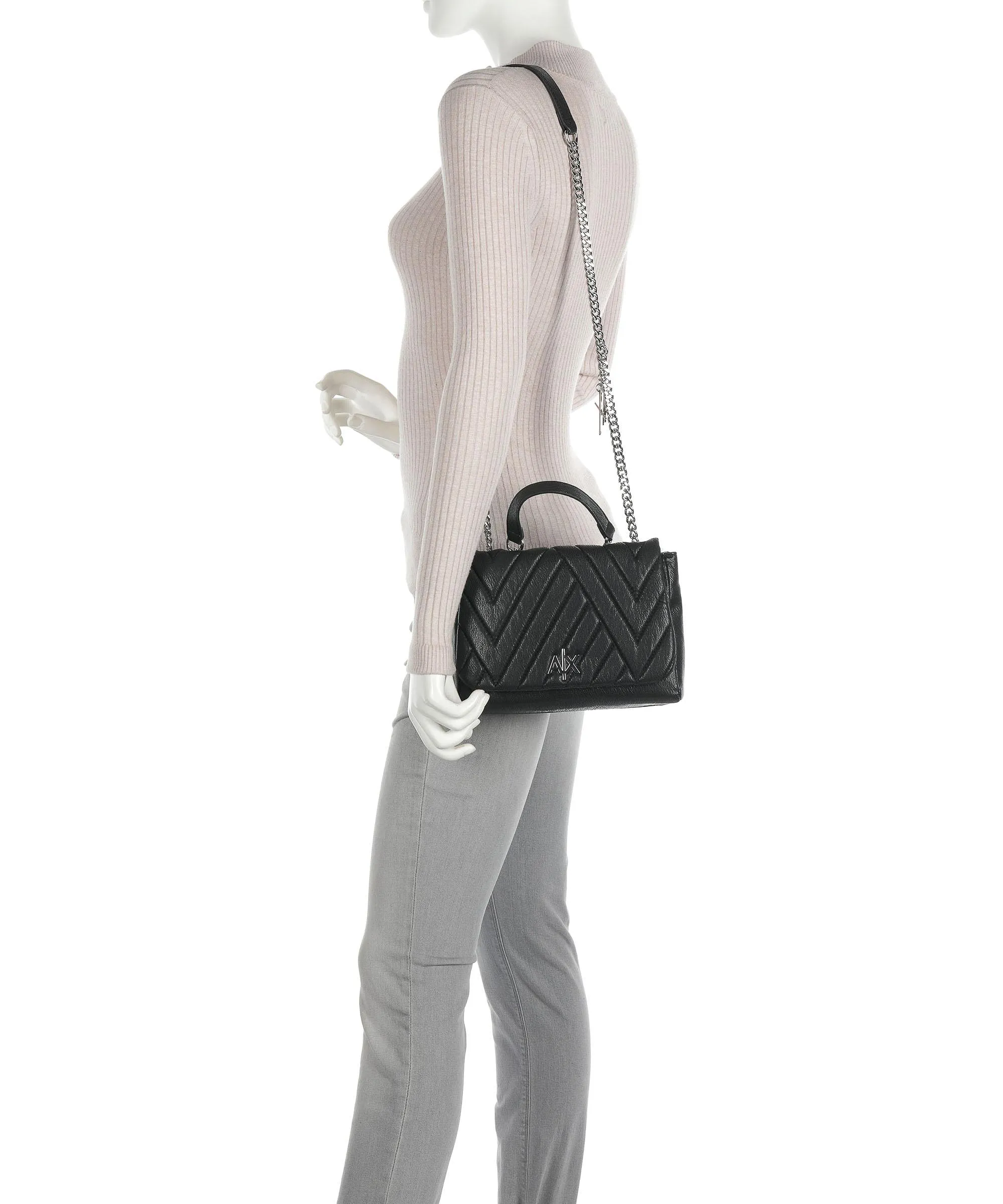  Armani Exchange Borsa a spalla pelle sintetica nero  