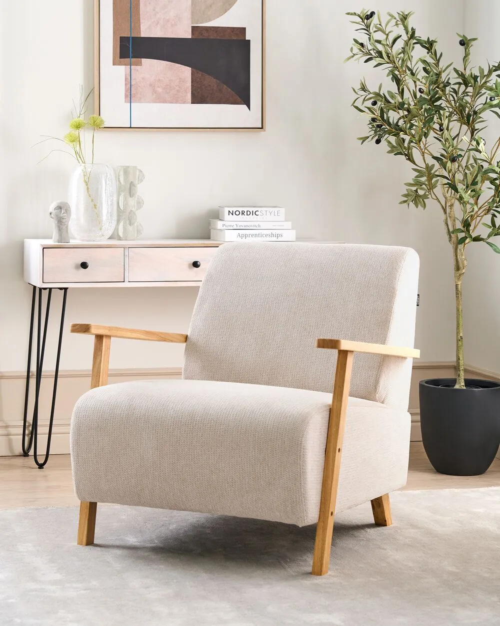 Armchair LESJA Fabric Light Beige