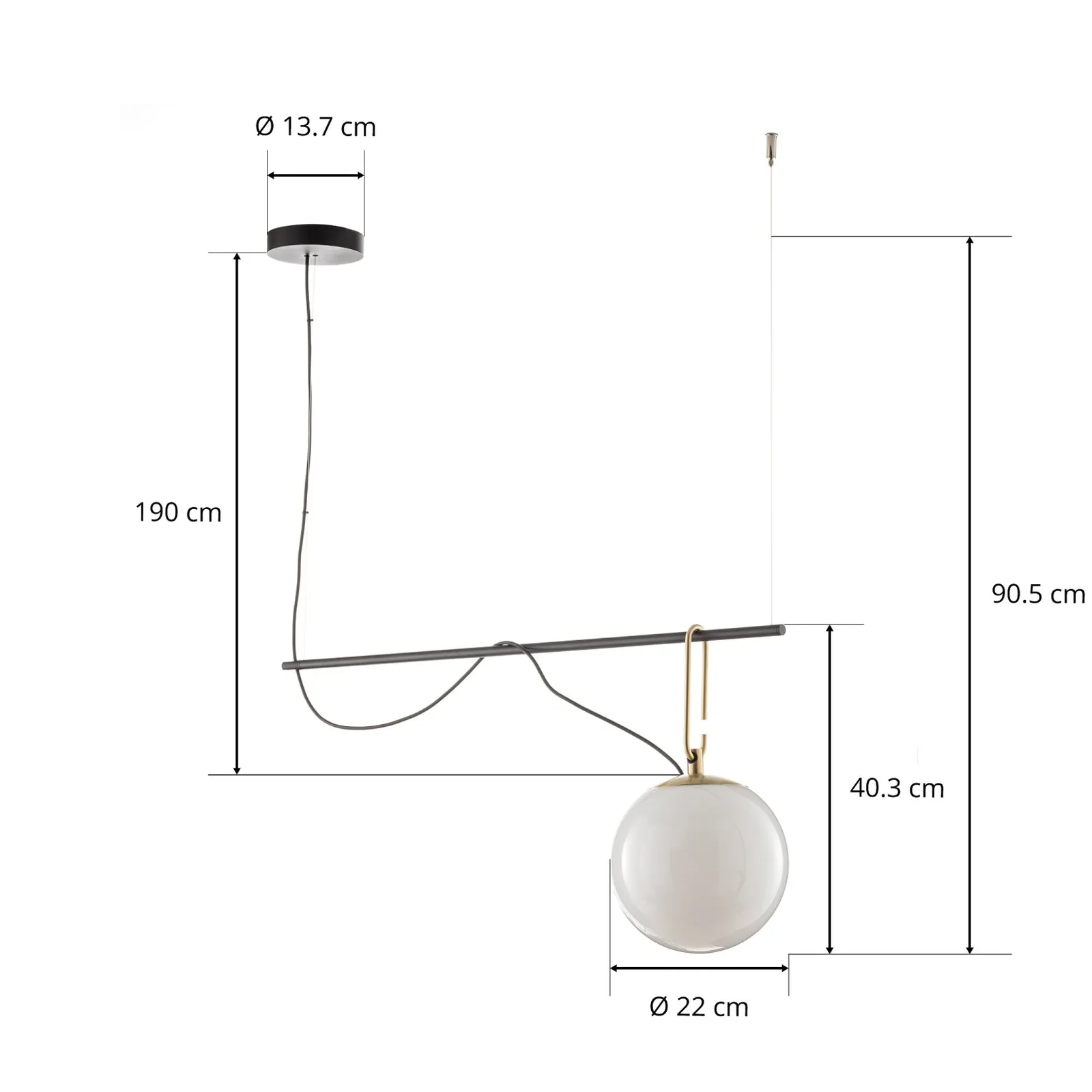 Artemide nh S2 22 sospensione 90,5 cm globo Ø 22cm