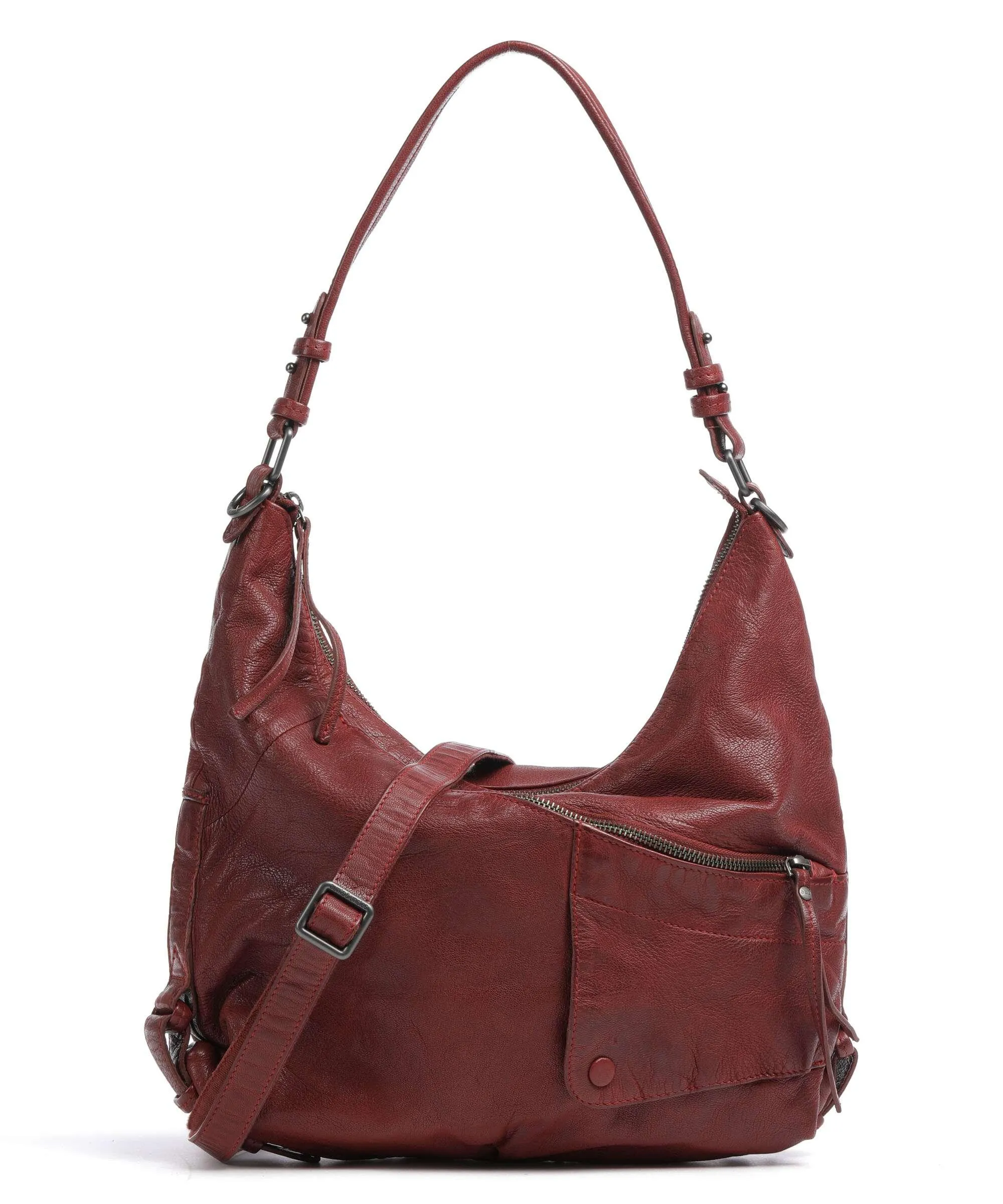  Aunts & Uncles Guerilla Gardeners June Borsa hobo pelle di vacchetta grana rosso scuro  
