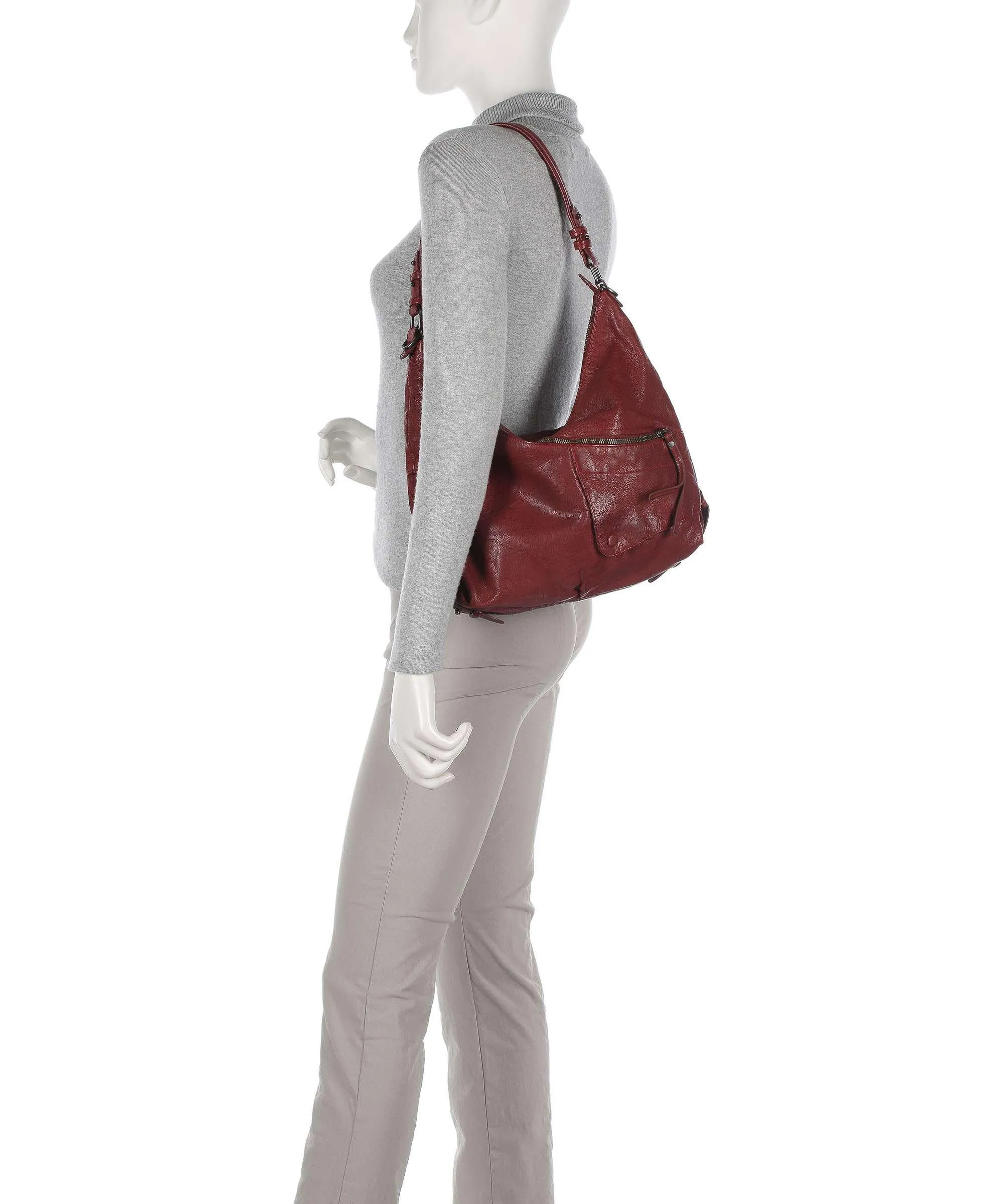  Aunts & Uncles Guerilla Gardeners June Borsa hobo pelle di vacchetta grana rosso scuro  