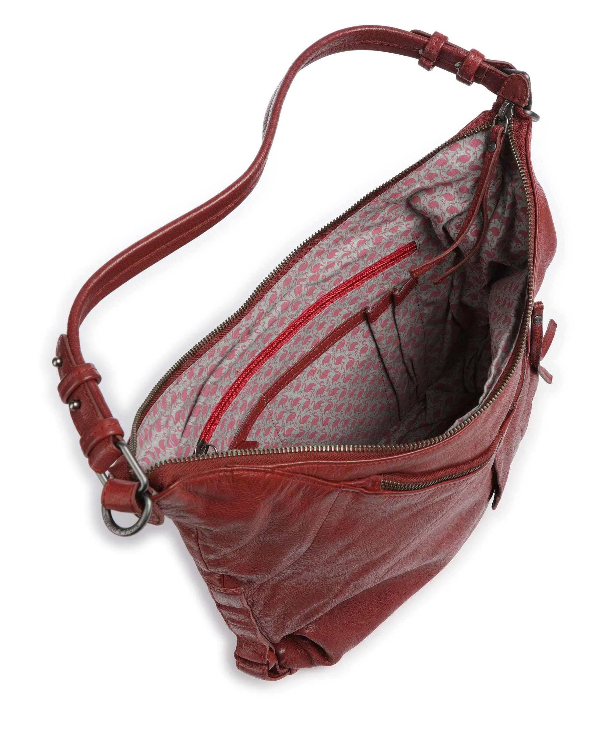  Aunts & Uncles Guerilla Gardeners June Borsa hobo pelle di vacchetta grana rosso scuro  