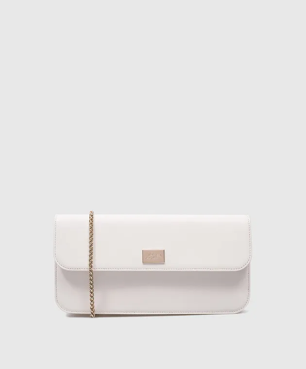 Babe Pay Pls Borsa baguette in pelle bianca con logo in metallo MODELLO1