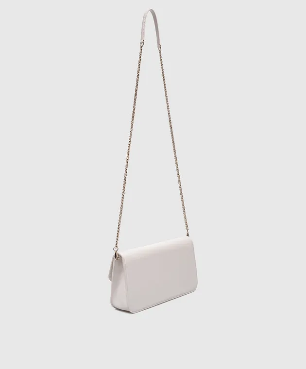 Babe Pay Pls Borsa baguette in pelle bianca con logo in metallo MODELLO1