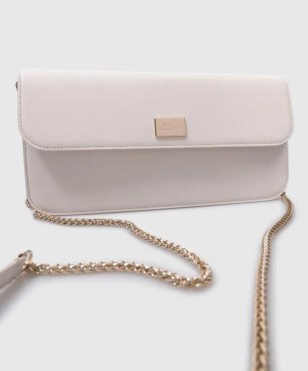 Babe Pay Pls Borsa baguette in pelle bianca con logo in metallo MODELLO1