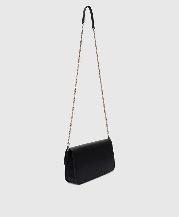 Babe Pay Pls Borsa baguette in pelle nera con logo in metallo MODELLO1