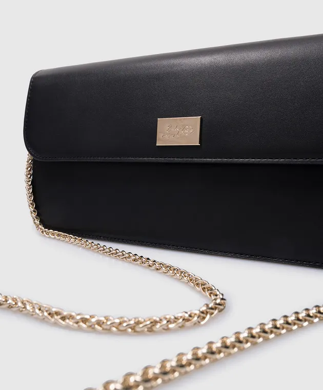 Babe Pay Pls Borsa baguette in pelle nera con logo in metallo MODELLO1