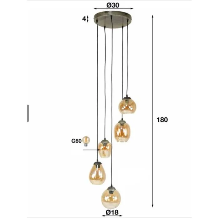 Balanka Lampada a Sospensione Antracite, 5-Luci