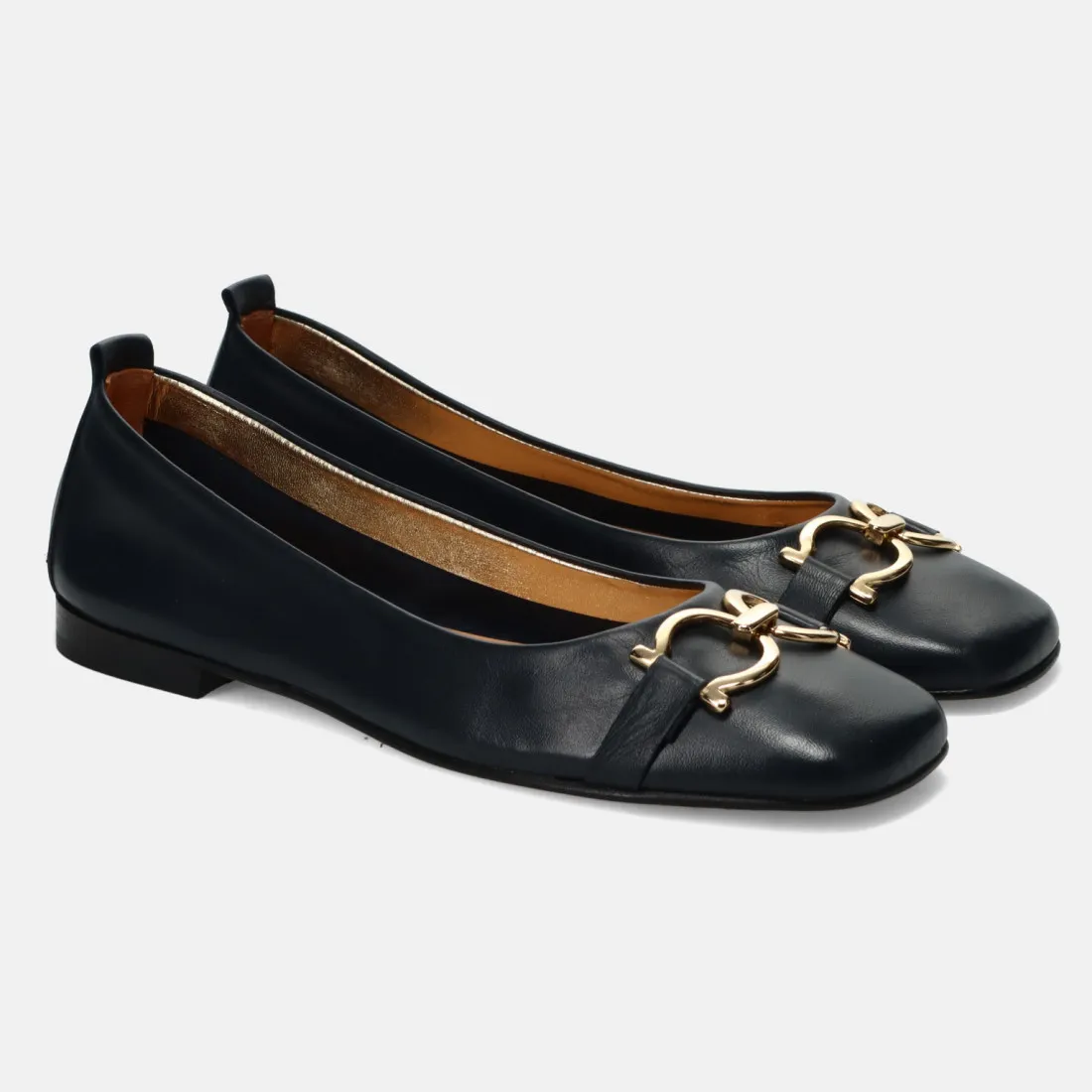 Ballerina Sangiorgio in nappa sfoderata nera con morsetto