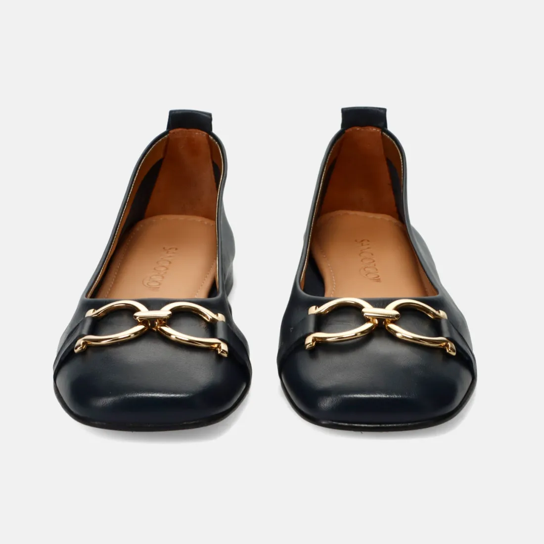 Ballerina Sangiorgio in nappa sfoderata nera con morsetto