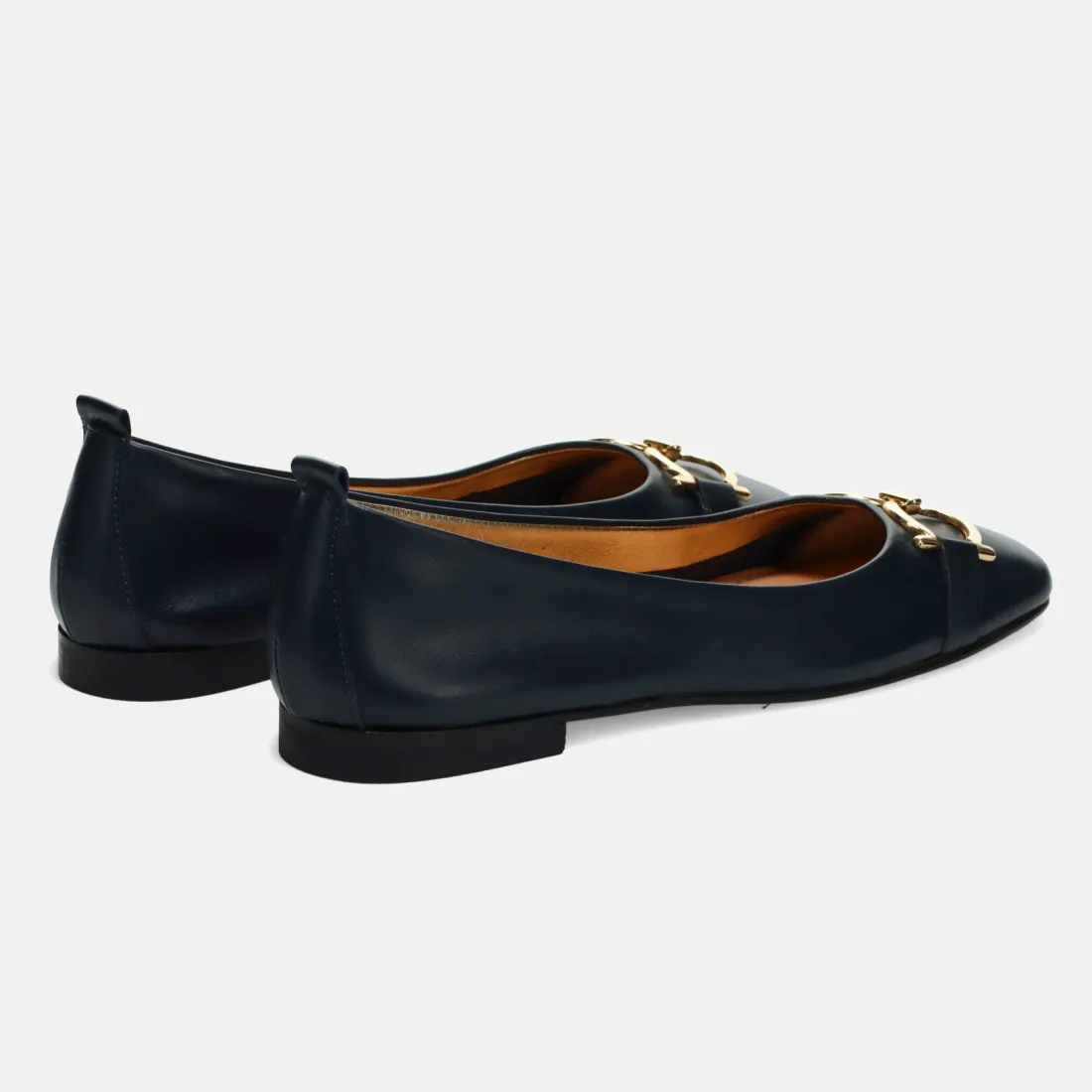 Ballerina Sangiorgio in nappa sfoderata nera con morsetto