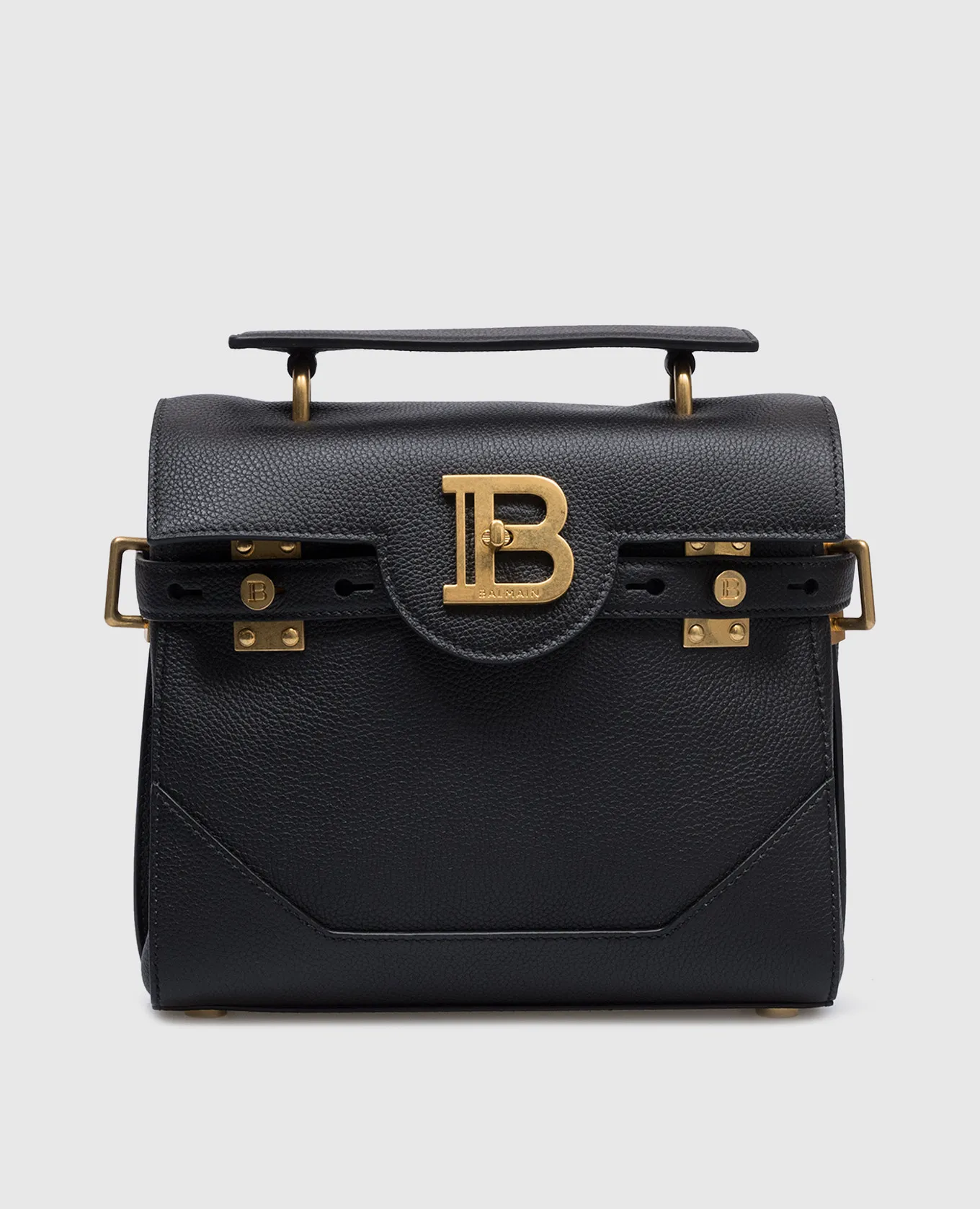 Balmain Borsa a tracolla con logo B-Buzz in pelle nera DN0DB526LPOS